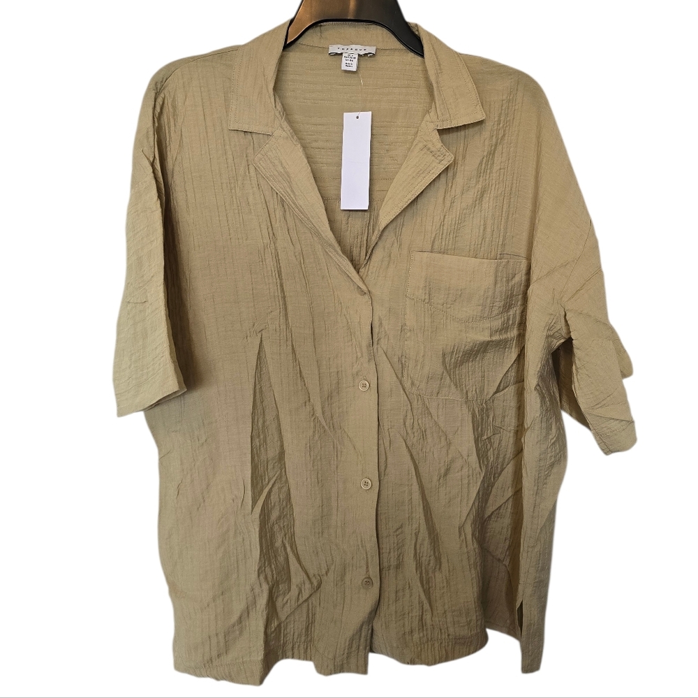 3/$15 Topshop Kakhi Button Down Casual Shirt Size Small